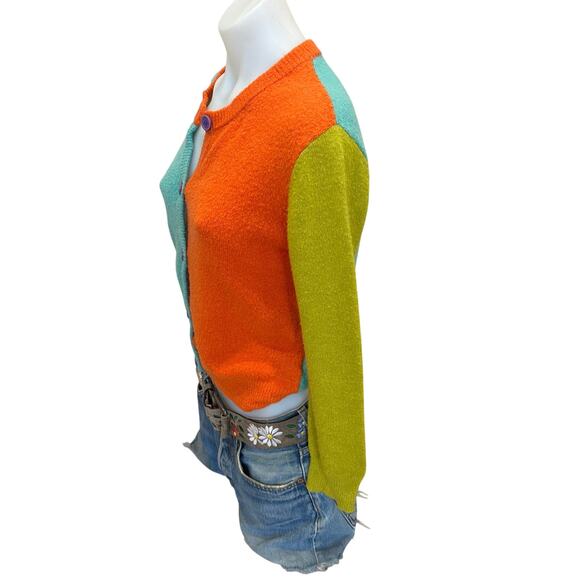 Simon Miller Blue Colorblock Cardigan Sweater SMALL Alpaca Wool Whimsical $365 - Picture 8 of 12